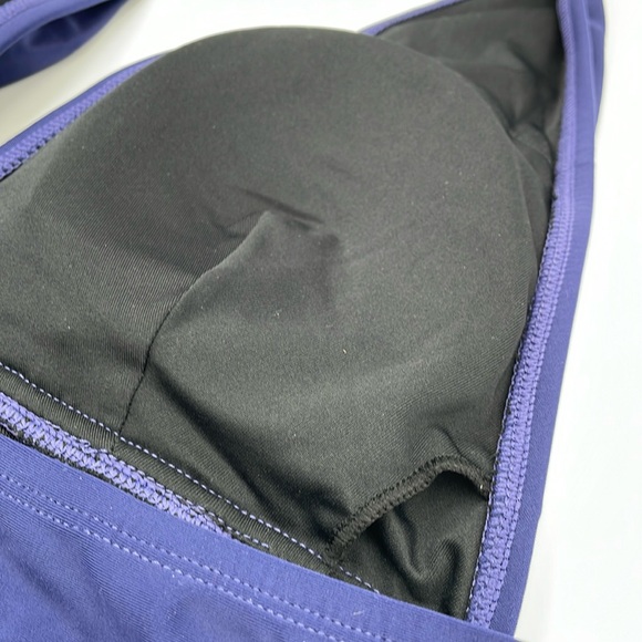 CUPSHE Blue Floral Plunge‎ Halter Tie Neck Tummy Control One-Piece Swimsuit - Picture 9 of 13